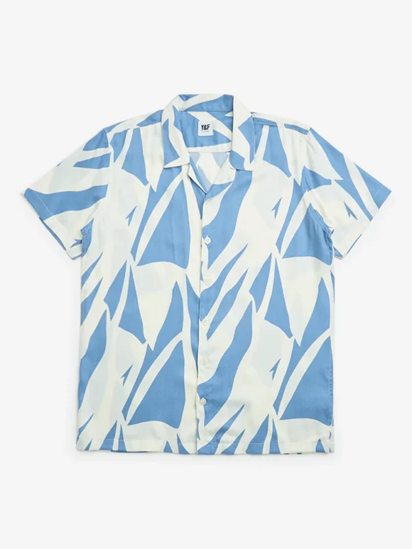 Y&F Kids Blue Abstract Design Resort-Fit Cotton Shirt